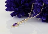 8X4 MM Marquise Amethyst & Round White Diamond Ladies Twist Infinity Pendant, 10K Yellow Gold