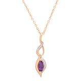 8X4 MM Marquise Amethyst & Round White Diamond Ladies Twist Infinity Pendant, 18K Rose Gold