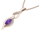 8X4 MM Marquise Amethyst & Round White Diamond Ladies Twist Infinity Pendant, 18K Rose Gold