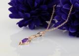 8X4 MM Marquise Amethyst & Round White Diamond Ladies Twist Infinity Pendant, 18K Rose Gold