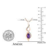 8X4 MM Marquise Amethyst & Round White Diamond Ladies Twist Infinity Pendant, 18K Rose Gold