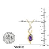 8X4 MM Marquise Amethyst & Round White Diamond Ladies Twist Infinity Pendant, 18K Yellow Gold