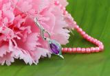 8X4 MM Marquise Amethyst & Round White Diamond Ladies Twist Infinity Pendant, Sterling Silver