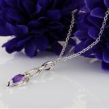 8X4 MM Marquise Amethyst & Round White Diamond Ladies Twist Infinity Pendant, Sterling Silver