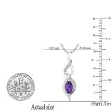 8X4 MM Marquise Amethyst & Round White Diamond Ladies Twist Infinity Pendant, Sterling Silver
