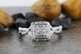 0.10 Carat (ctw) Round Diamond Ladies Square Twist Shank Engagement Ring 1/10 CT Sterling Silver