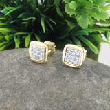 0.25 Carat (ctw) Round White Diamond Ladies Square Frame Stud Earrings 1/4 CT 10K Yellow Gold