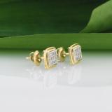 0.25 Carat (ctw) Round White Diamond Ladies Square Frame Stud Earrings 1/4 CT 10K Yellow Gold