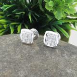 0.25 Carat (ctw) Round White Diamond Ladies Square Frame Stud Earrings 1/4 CT Sterling Silver