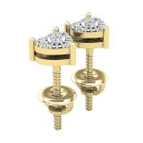 0.15 Carat (ctw) Round White Diamond Ladies Heart Shape Stud Earrings 10K Yellow Gold