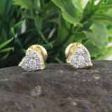 0.15 Carat (ctw) Round White Diamond Ladies Heart Shape Stud Earrings 10K Yellow Gold