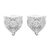 0.15 Carat (ctw) Round White Diamond Ladies Heart Shape Stud Earrings Sterling Silver