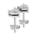 0.15 Carat (ctw) Round White Diamond Ladies Heart Shape Stud Earrings Sterling Silver