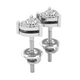 0.15 Carat (ctw) Round White Diamond Ladies Heart Shape Stud Earrings Sterling Silver