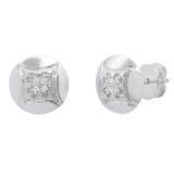 0.05 Carat (ctw) Round White Diamond Ladies Rounded Kite Shape Stud Earrings 10K White Gold