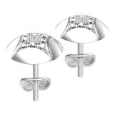 0.05 Carat (ctw) Round White Diamond Ladies Rounded Kite Shape Stud Earrings 10K White Gold