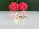 0.05 Carat (ctw) Round White Diamond Ladies Rounded Kite Shape Stud Earrings 10K Yellow Gold