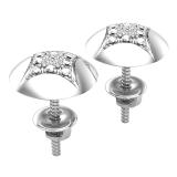 0.05 Carat (ctw) Round White Diamond Ladies Rounded Kite Shape Stud Earrings Sterling Silver