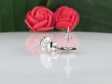 0.05 Carat (ctw) Round White Diamond Ladies Rounded Kite Shape Stud Earrings Sterling Silver