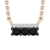 0.30 Carat (ctw) Round Black & White Diamond Ladies Bar Style Pendant 1/3 CT, 14K Rose Gold