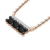 0.30 Carat (ctw) Round Black & White Diamond Ladies Bar Style Pendant 1/3 CT, 14K Rose Gold