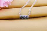 0.30 Carat (ctw) Round Black & White Diamond Ladies Bar Style Pendant 1/3 CT, Sterling Silver