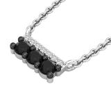 0.30 Carat (ctw) Round Black & White Diamond Ladies Bar Style Pendant 1/3 CT, Sterling Silver