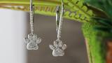 0.20 Carat (ctw) Round Diamond Ladies Cat Paw Print Dangle Earrings 1/5 CT 14K White Gold