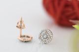 0.20 Carat (ctw) Round White Diamond Ladies Cluster Stud Earrings 1/5 CT 18K Rose Gold