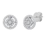 0.20 Carat (ctw) Round White Diamond Ladies Cluster Stud Earrings 1/5 CT Sterling Silver