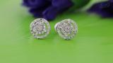 0.20 Carat (ctw) Round White Diamond Ladies Cluster Stud Earrings 1/5 CT Sterling Silver