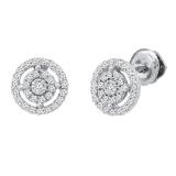 0.20 Carat (ctw) Round White Diamond Ladies Cluster Stud Earrings 1/5 CT Sterling Silver
