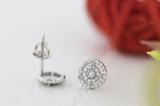 0.20 Carat (ctw) Round White Diamond Ladies Cluster Stud Earrings 1/5 CT Sterling Silver