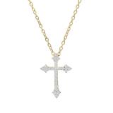 0.25 Carat (ctw) Round White Diamond Ladies Cross Pendant 1/4 CT, 14K Yellow Gold