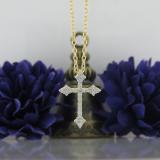 0.25 Carat (ctw) Round White Diamond Ladies Cross Pendant 1/4 CT, 14K Yellow Gold