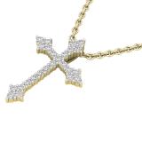 0.25 Carat (ctw) Round White Diamond Ladies Cross Pendant 1/4 CT, 14K Yellow Gold