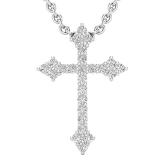 0.25 Carat (ctw) Round White Diamond Ladies Cross Pendant 1/4 CT, Sterling Silver