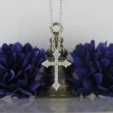 0.25 Carat (ctw) Round White Diamond Ladies Cross Pendant 1/4 CT, Sterling Silver