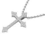 0.25 Carat (ctw) Round White Diamond Ladies Cross Pendant 1/4 CT, Sterling Silver