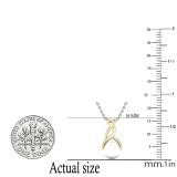 7 MM Round White Freshwater Pearl Ladies Swirl Pendant (Silver Chain Included), 10K Yellow Gold