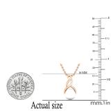 7 MM Round White Freshwater Pearl Ladies Swirl Pendant (Gold Chain Included), 14K Rose Gold