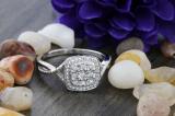 0.05 Carat (ctw) Round Diamond Ladies Split Shank Swirl Beaded Engagement Ring Sterling Silver