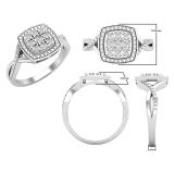 0.05 Carat (ctw) Round Diamond Ladies Split Shank Swirl Beaded Engagement Ring Sterling Silver