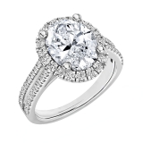 925 Sterling Silver Halo Ring, 3.20 ctw Oval & Round Cubic Zirconia