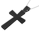 1.20 Carat (ctw) Round Black Diamond Mens Cross Pendant 1 1/4 CT, Black Plated Sterling Silver