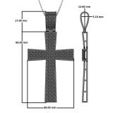 1.20 Carat (ctw) Round Black Diamond Mens Cross Pendant 1 1/4 CT, Black Plated Sterling Silver