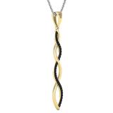 0.20 Carat (ctw) Round Black Diamond Ladies Swirl Infinity Pendant 1/5 CT, 10K Yellow Gold