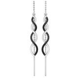 0.30 Carat (ctw) Round Black Diamond Ladies Swirl Infinity Threader Earrings 1/3 CT Sterling Silver