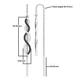 0.30 Carat (ctw) Round Black Diamond Ladies Swirl Infinity Threader Earrings 1/3 CT Sterling Silver