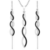0.50 Carat (ctw) Round Black Diamond Ladies Infinity Earring & Pendant Set 1/2 CT 18K White Gold